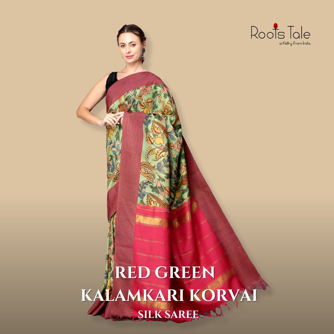 RootsTale's tweet photo. Red Green Kalamkari Korvai Silk Saree | Roots Tale

Shop Now:- https://t.co/7MrDG4D4ip

#KalamkariSaree #KorvaiSilk #IndianFashion https://t.co/QGWMX1UM98