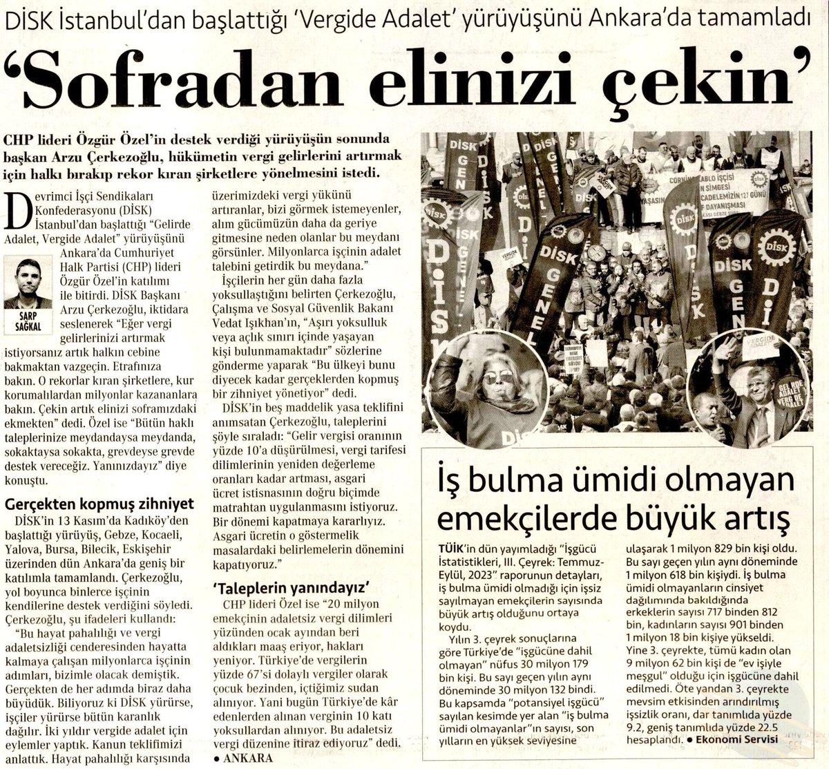 #GelirdeVergideAdalet yürüyüşümüzün Ankara'daki finali gazetelerde:
"Sofradan elinizi çekin"
<a href="/cumhuriyetgzt/">Cumhuriyet</a>