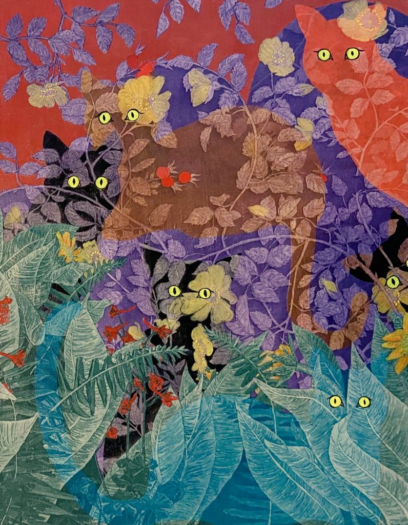 womensart1's tweet photo. 'Six cats' by Julia Lucey, contemporary US printmaker #WomensArt https://t.co/F5W6gMFDeI