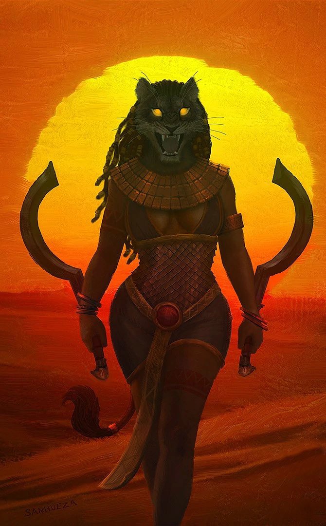 bigcomfyyy's tweet photo. Thread of female rappers as mythical creatures/goddess 

9. Nicki Minaj - Sekhmet https://t.co/XRssxGVPiE