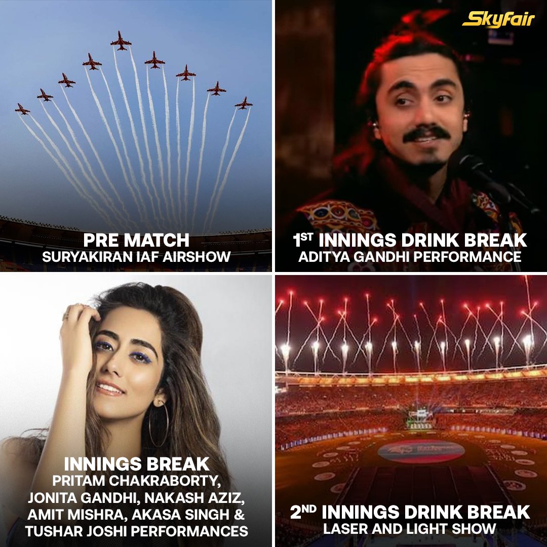 Get ready for the biggest Carnival of cricket!!!

#India #Australia #WC23 #WorldCup #INDvsAUS #WorldCupFinal #AdityaGadhvi #AirShow #Lasershow #Ahmedabad #JonitaGandhi #NakashAziz #AmitMishra #AkasaSingh #TusharJoshi #MusicalShow #SkyFair