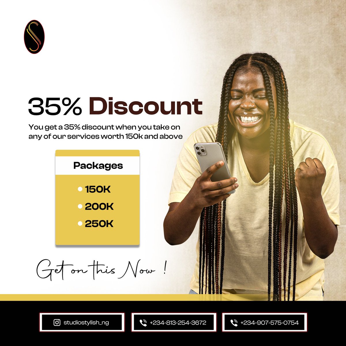 studiostylish01's tweet photo. Take Your Pick of Services and Enjoy a 35% Discount on Your Total Bill! 💸✨ 

Unlock savings as you indulge in the services you love. Your beauty, your choices are now even more affordable. 

Book now and revel in the ultimate pampering.

 #SavingsAlert #BeautyDeals #savemoney https://t.co/phD85TZzpC