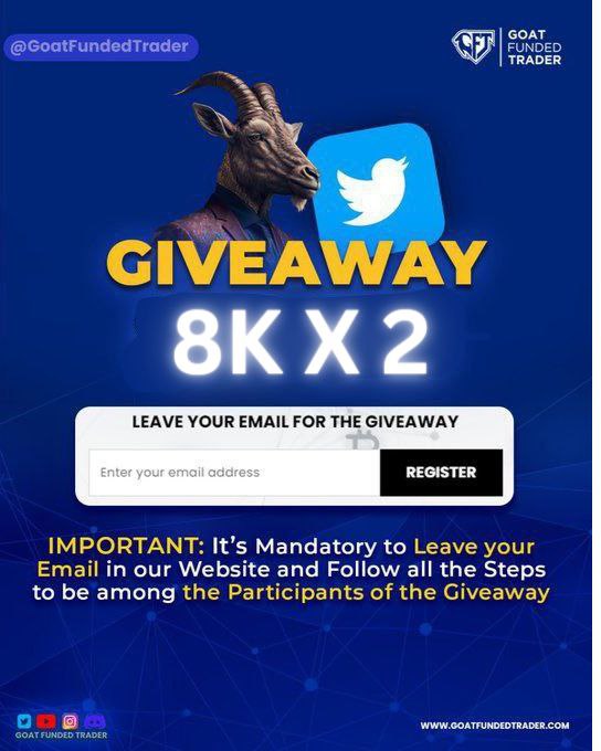 iamdisplacement's tweet photo. 🚨 GIVEAWAY TIME 🐐

THANKS FOR 5000 ♥️

2 units of $8k challenge accounts

Rules:

1️⃣ follow @tradervikashict @GoatFunded, @GoatFundedIND and @EdwardXLreal 

2️⃣ Like and Retweet

3️⃣ Tag 2 active Trader https://t.co/LhGVTPssWO