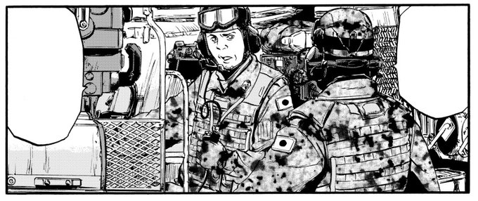 断片資料を頭の中で合成して描いた74式戦闘室、イギリス製電気ケトル設置型。 