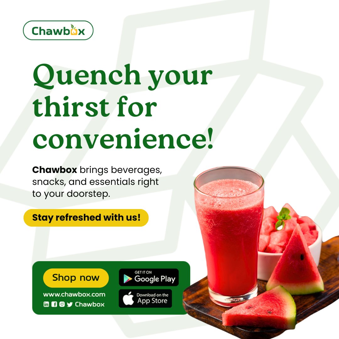 chawbox's tweet photo. Quench your thirst for convenience!

Stay refreshed.

#Chawbox
#groceriesinlagos
#worklifebalance https://t.co/F9Ozmeyqha