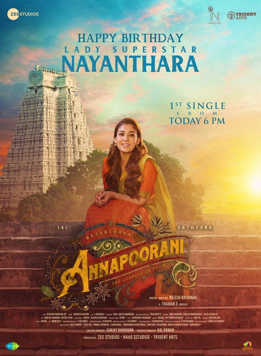 #Annapoorani First single from today ✨♥️

#HBDLadySuperstarNayanthara
