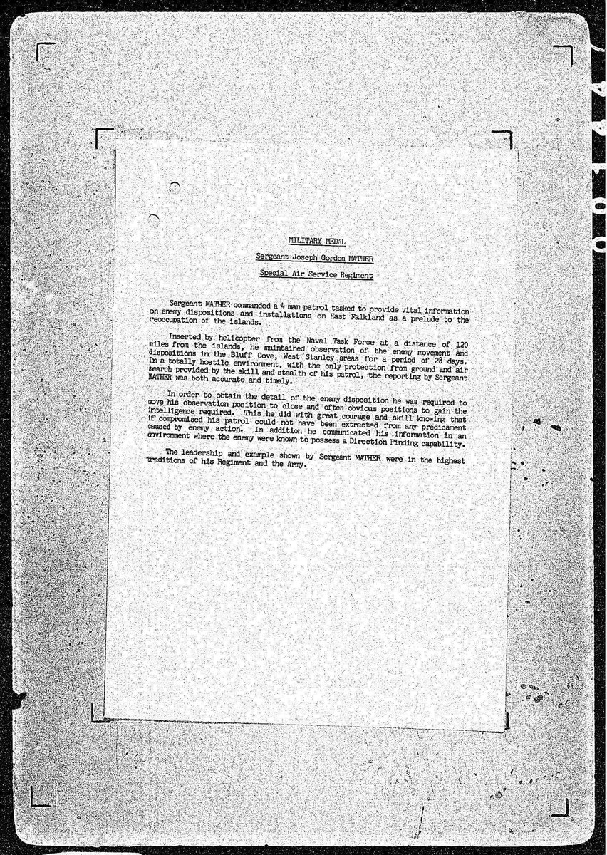 Not just war diaries. I have tens of thousands of British Army gallantry citations from WW2 onwards🎖️
Sgt Joseph Mather MM, Royal Signals serving with G Sqn 22 SAS Regiment. The painting 'Contact, Wait, Out' depicts him.
#Falklands #OperationCorporate #SouthAtlantic #CertaCito