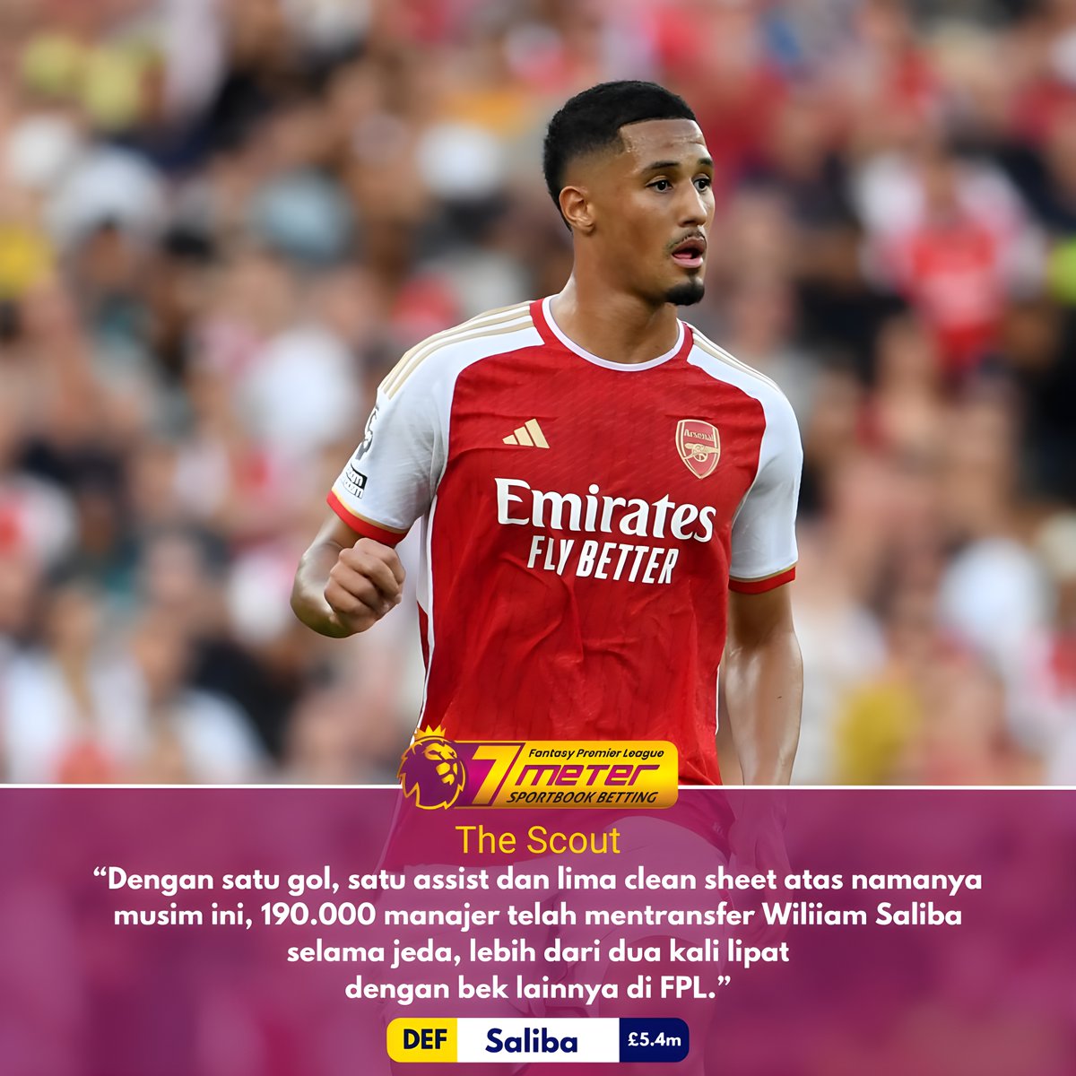 FPL_7Meter's tweet photo. Tidak banyak pilihan FPL yang lebih baik daripada William Saliba sekarang ๐ฅถ
๐ LIGA FPL 7METER ๐
๐ Total Hadiah Rp.3.000.000 (Setiap Minggu) ๐
Daftar? klik https://t.co/ZWgClkehZT
#LigaFPL7METER #7METER #LigaFPL #EPL #FPL #FPLtips #TipsFPL #FPLnews #fantasypremierleague https://t.co/rnKUWSfNF7