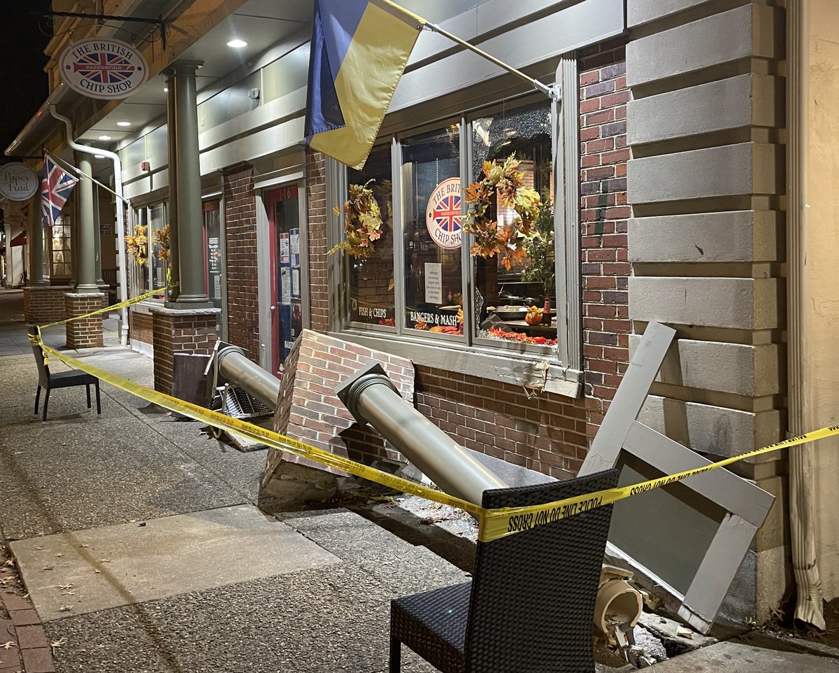 Our friends and neighbor @TheBritishChipShop suffered considerable damage when a car drove down a crowded sidewalk in @DowntownHaddonfield this past Thursday night. The restaurant will have only a portion of their dining room available for the upcoming busy season. King's Road ho