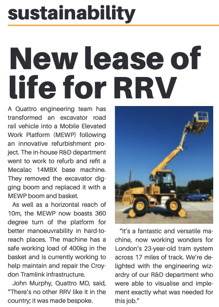 Quattro_Plant's tweet photo. It's fantastic to see Quattro featured in @project_plant again with the Quattro Mecalac-to-MEWP engineering story. Full details in the news section of our website. #sustainability #ProjectPlant #PlantHire #Mecalac #MEWP #RRV #engineering #excavator #research #development #boom https://t.co/32NxXt0TBS
