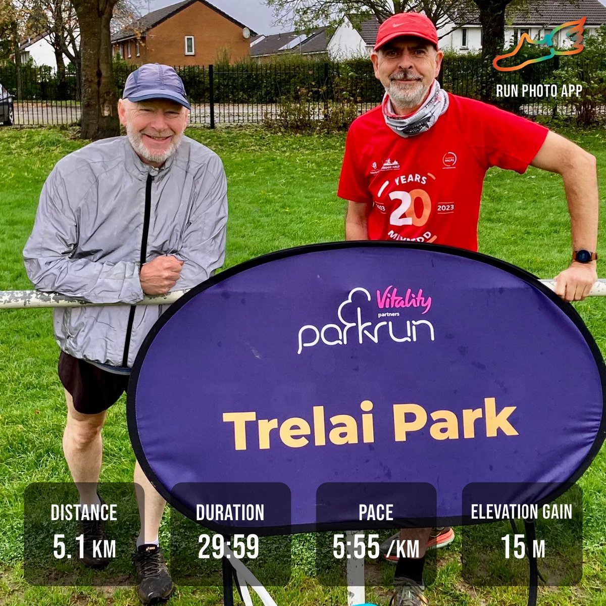 AWeltch's tweet image. Nice and muddy @Trelaiparkrun with Anthony, the quicker vicar. 
I was first in my age group, because other old folk have more sense. Thanks to the hardy volunteers! 👏👏
#oldmanrunning #cardiffrunning #muddyrun