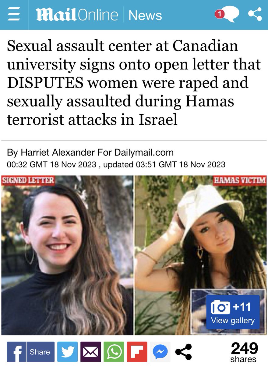 Sexual assault center at Canadian university signs onto open letter that DENIES women were raped and sexually assaulted during Hamas terrorist attacks in Israel. Western liberal values are being threatened as we speak. PC had good intentions but the result is that today you…
