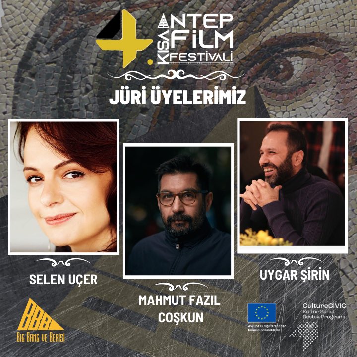 bigbangveberisi's tweet photo. 📢 4.Antep Kısa Film Festivali'nde sıra jüri üyelerimizi duyurmaya geldi.  

◾Oyuncu Selen Uçer, Yönetmen Mahmut Fazıl Coşkun, Senarist Uygar Şirin 24-26 Kasım’da #AKFF Ulusal Kısa Film Yarışması Kurmaca ve Belgesel Kategorileri'nde 20 kısa filmden en iyilerini belirleyecek. https://t.co/DLIAG1k77T