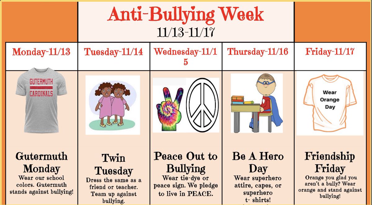 bgraham04sp's tweet photo. Anti-Bullying Week was a success ! @GutermuthES https://t.co/jWlJcWOu39