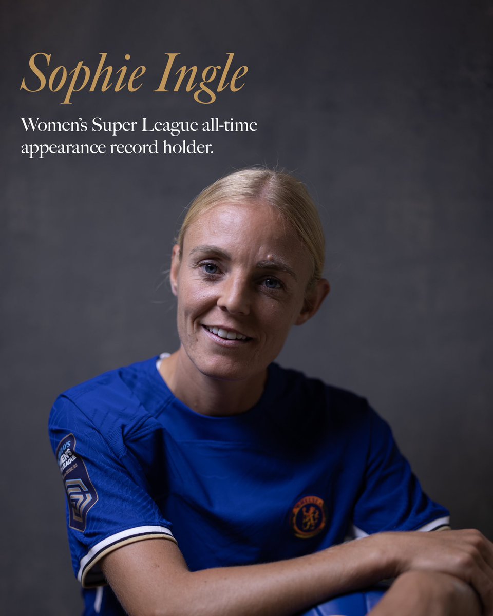 ChelseaFCW's tweet photo. Sophie Ingle will today become the @BarclaysWSL all-time appearance record holder.

What an achievement! 💙

#CFCW https://t.co/pUoCqrYkqT