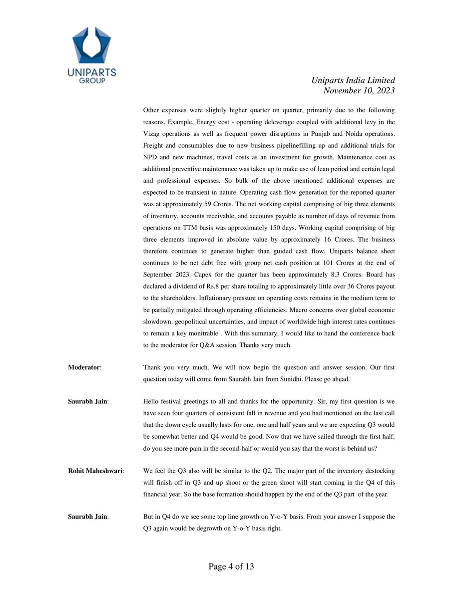 VPickr's tweet image. #UNIPARTS #EarningsTranscript | Uniparts India
-4.1% below 200DMA | -23.7% below 52W High | Stock in Downtrend (CMP&lt;50DMA&lt;200DMA)🔻 About Transcript
nsearchives.nseindia.com/corporate/UNIP…