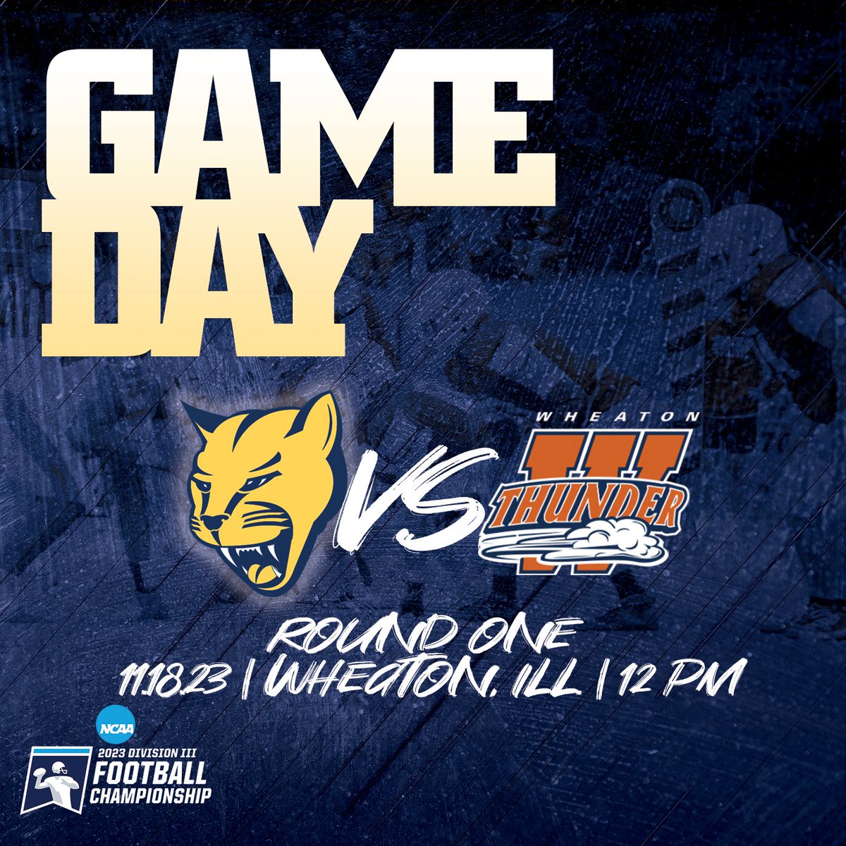 🏈| <a href="/NCAADIII/">NCAA Division III</a> Playoffs Round 1 | <a href="/MSJ_FB/">Mount St. Joseph Football</a> 
🆚| #10 Wheaton Thunder
📍| Wheaton, Illinois
⏰| 12:00 (central)
📺| tinyurl.com/5n96nrwa
📊| tinyurl.com/bddatxrk
🎧| tinyurl.com/msuu79r7

#d3fb #DEFENDtheMOUNT