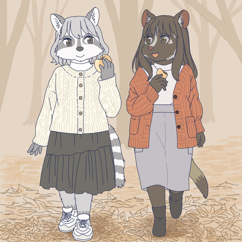 「アライグマとハクビシンの食べ歩き 」|エカキ510（生物模倣組合）のイラスト