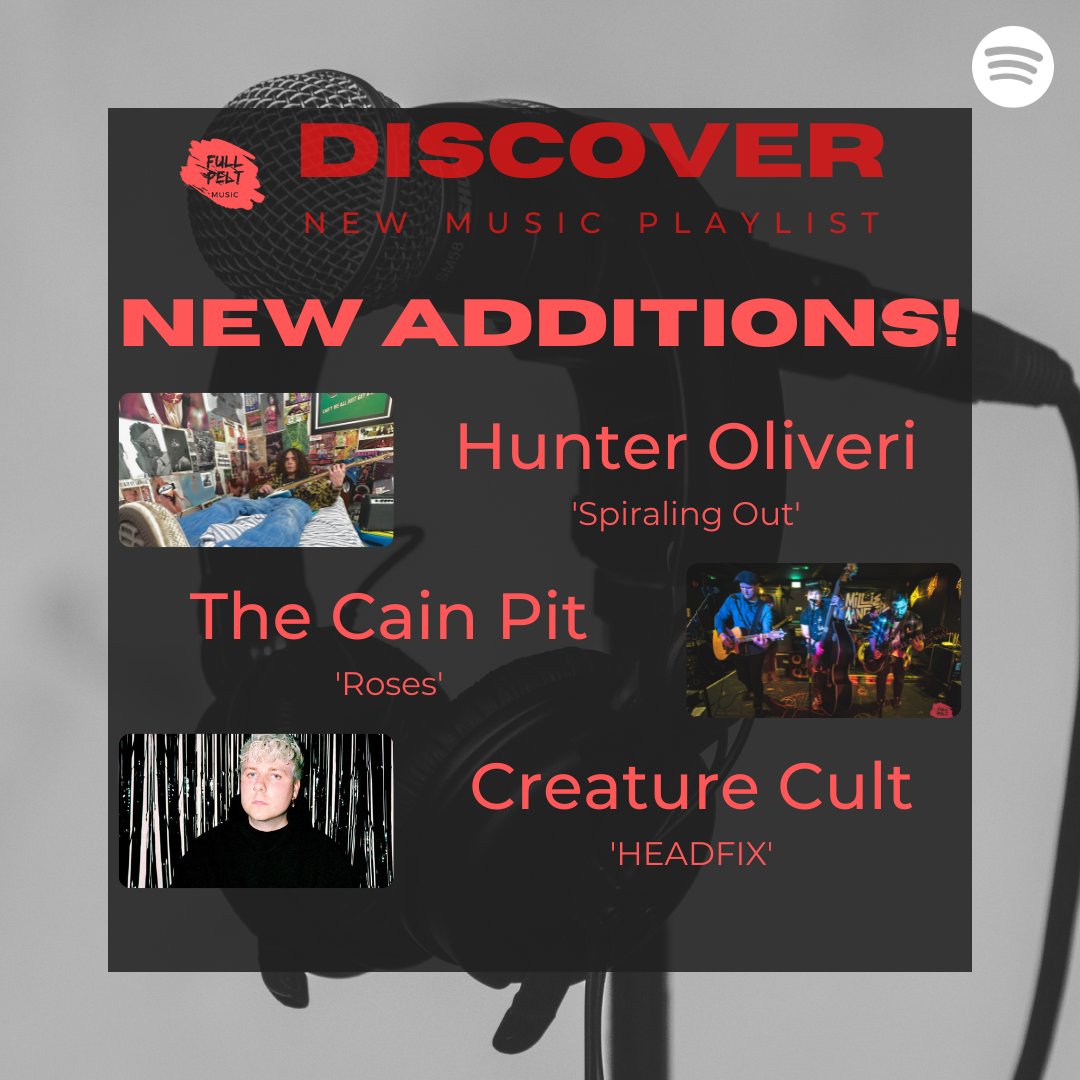 NEW ADDITIONS to our 'Discover' New Music Playlist!

#hunteroliveri - 'Spiraling Out'
#thecainpit - 'Roses'
<a href="/itscreaturecult/">Creature Cult</a> - 'HEADFIX'

Listen, Follow &amp; Discover your new favourite act 👇

spoti.fi/3Hikson