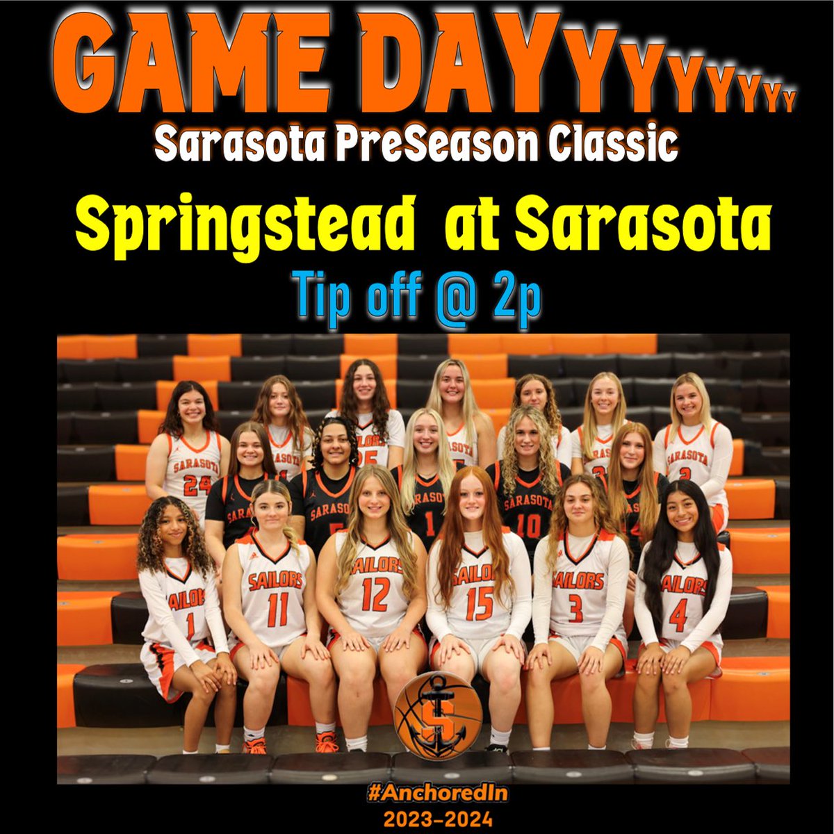 sarasotaGBB's tweet photo. π£Come support your Lady Sailors TODAY at 2p as they take on Springstead in the final game of the 2023 Sarasota Pre-season Classic! π£
LETβS GO, SOTA!!! βππ€π§‘ #AnchoredIn #SOTAstrong https://t.co/Mnxem3MlMM