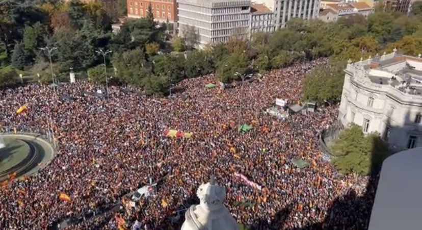 ¡España ha salido a la calle!
¡Ya era hora! ¿Contra los +1000 imputados dl Pp x corrupción,el saqueo dl monarca,el rescate bancario
,los discos duros rotos a martillazos..?
¡Que va! Contra la amnistia
¿La dl 77 a asesinos franquistas?
No,Contra catalanes x URNAS q eso si rompe 🇪🇸