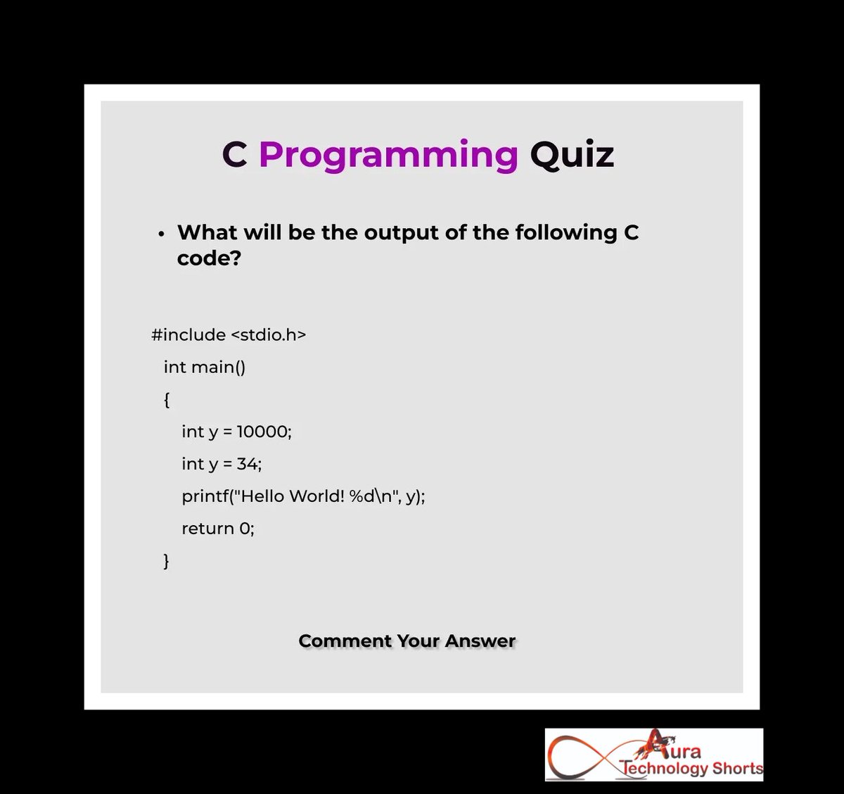 Auratechno72007's tweet image. Quiz time
..........
#CPlusPlusQuiz, #CPlusPlusProgramming, #CPlusPlusCoding, #CPlusPlusExam, #CPlusPlusTest, #CPlusPlusQuestions, #CPlusPlusChallenge, #CPlusPlusLearning, #CPlusPlusTutorial, #CPlusPlusPractice