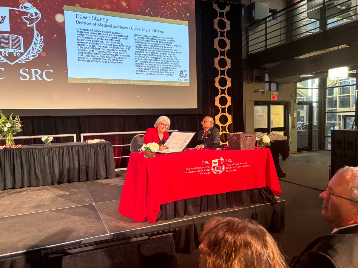 Dawn Stacey's induction as a Fellow of the Royal Society of Canada. Congratulations Dawn! @IKTR_Network @uOttawa_SEPH @TOH_CIR