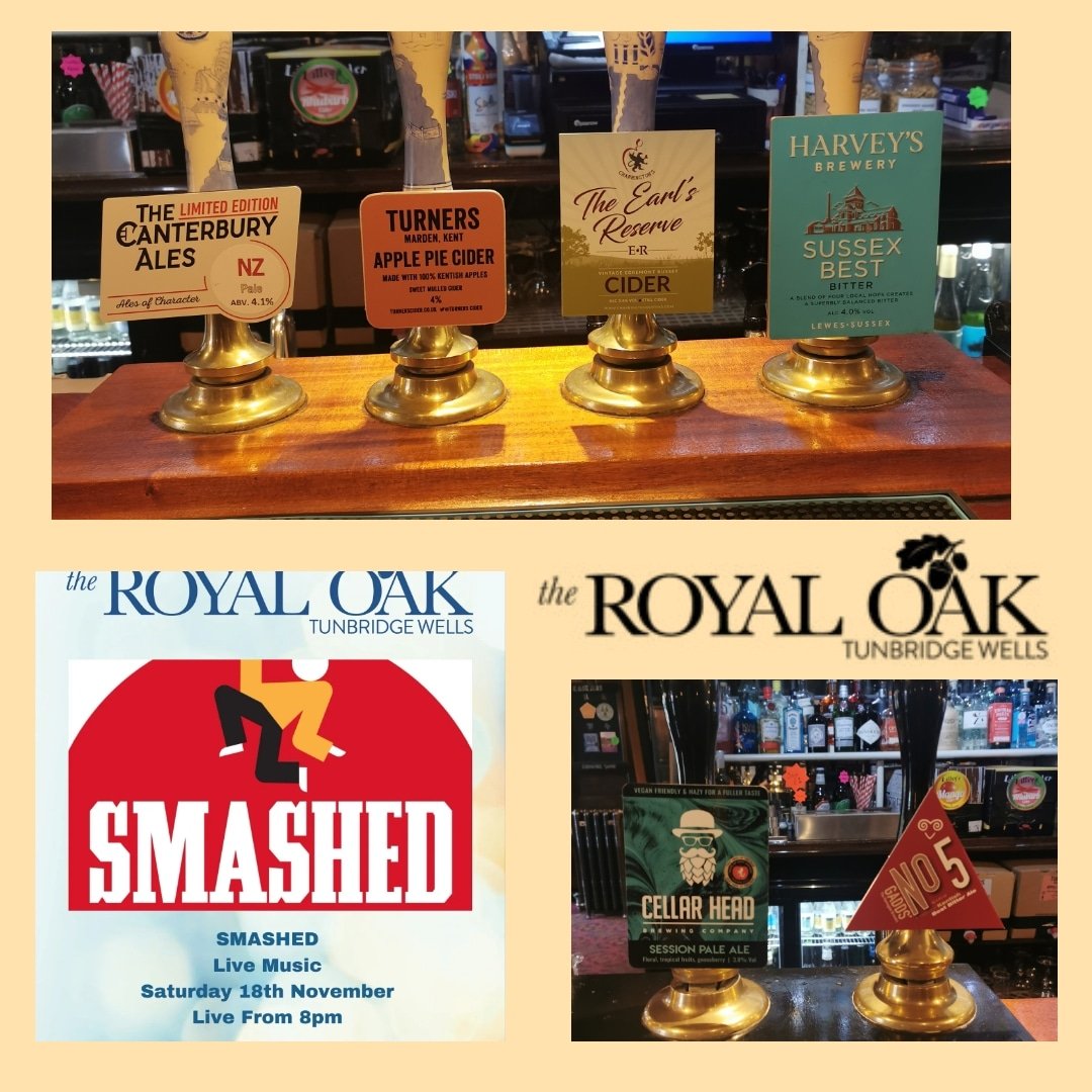 TheRoyalOakTW's tweet photo. Today's cask ales now pouring.

Live music from 8pm with another new band to us SMASHED.

OPEN from 2pm today

#harveysbrewery #canterburyales #gadds #cellarhead #westkentcamra #twpubs #realale #realalefinder #livemusic #twmusic #localmusic #twevents https://t.co/tRNHz4aDay
