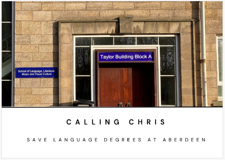 languagesrock's tweet photo. Why not try promoting languages @aberdeenuni? Scotland needs them for the future... #callingchris, #card2Karl, #greetings2george https://t.co/sTIlA54j78