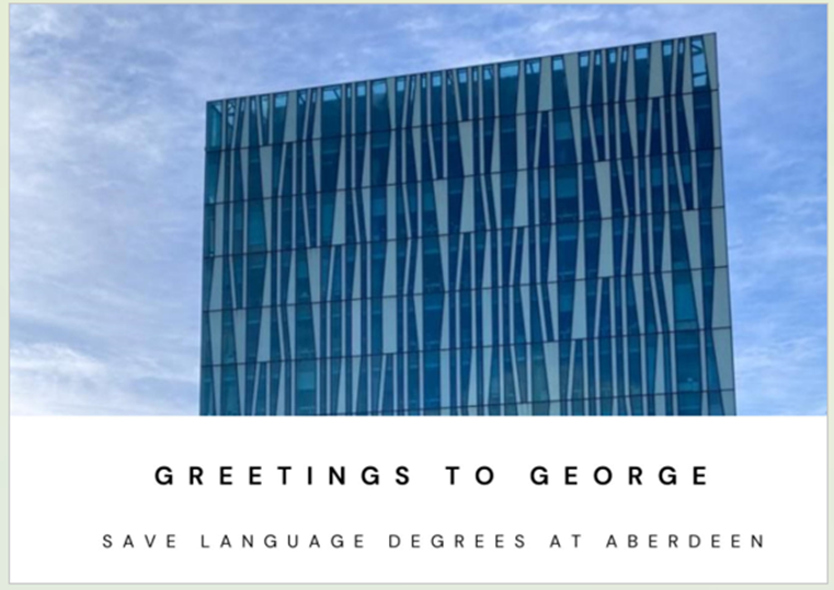 languagesrock's tweet photo. Why not try promoting languages @aberdeenuni? Scotland needs them for the future... #callingchris, #card2Karl, #greetings2george https://t.co/sTIlA54j78