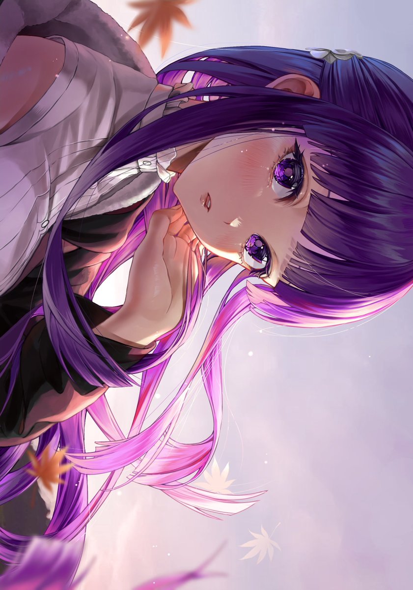 fern (sousou no frieren) 1girl solo purple eyes purple hair long hair bangs looking at viewer  illustration images