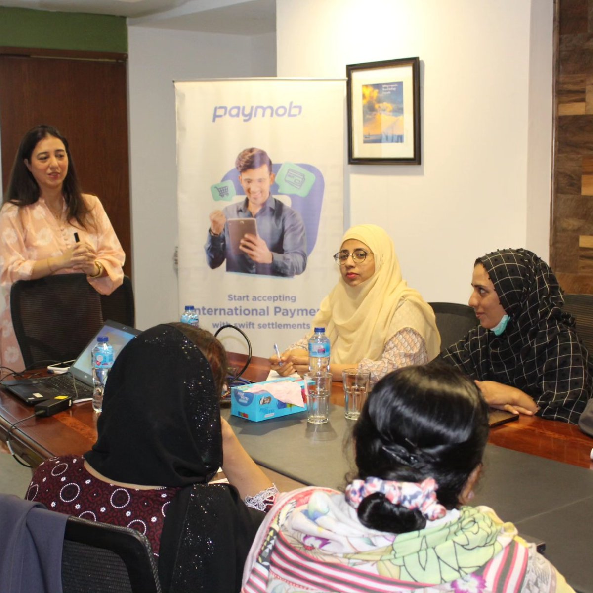 PaymobPakistan's tweet photo. 📸 highlights from our workshop with Greenstar, dedicated to empowering their Sitara Bajis with financial literacy and money management skills. 📈
The session was led by our Head of SME Sales and Account Management, Saadia Khurram. 🤩
#Paymob #Greenstar #FinancialLiteracy https://t.co/w8JUpShn7e