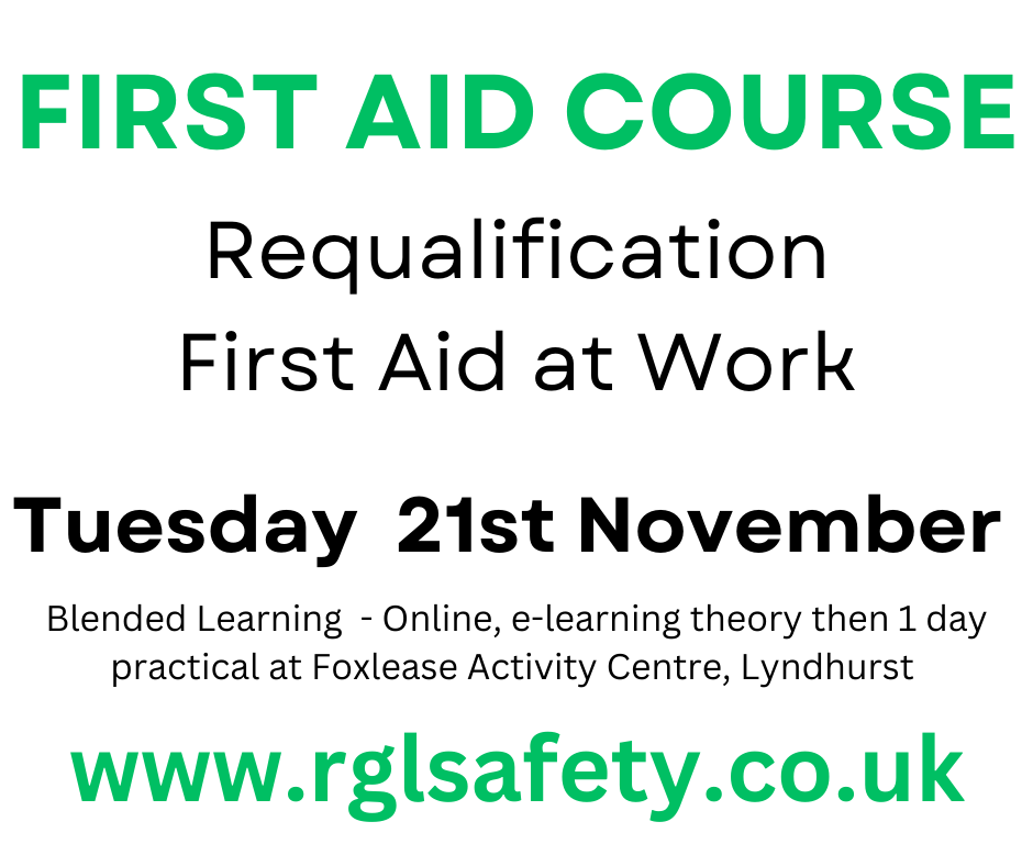 RGL_Safety's tweet photo. We have some last minute spaces become available on our blended learning First Aid at Work requalification course due to run this Tuesday.
Book online https://t.co/tdZ0qYlTHF 
📞 023 81 600 650  
📧 info@rglsafety.co.uk https://t.co/XOkvmP5ss7