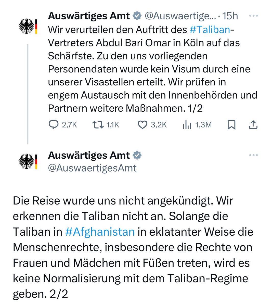 AhmadMansour__'s tweet photo. Einerseits ist es beruhigend, dass das Auswärtige Amt keine Visa an Mitglieder der Taliban erteilt hat. Andererseits bin ich zutiefst besorgt darüber, dass Mitglieder der Taliban sich dennoch in Deutschland aufhalten und sogar, ohne das Wissen der Behörden, öffentlich auftreten können. #Taliban