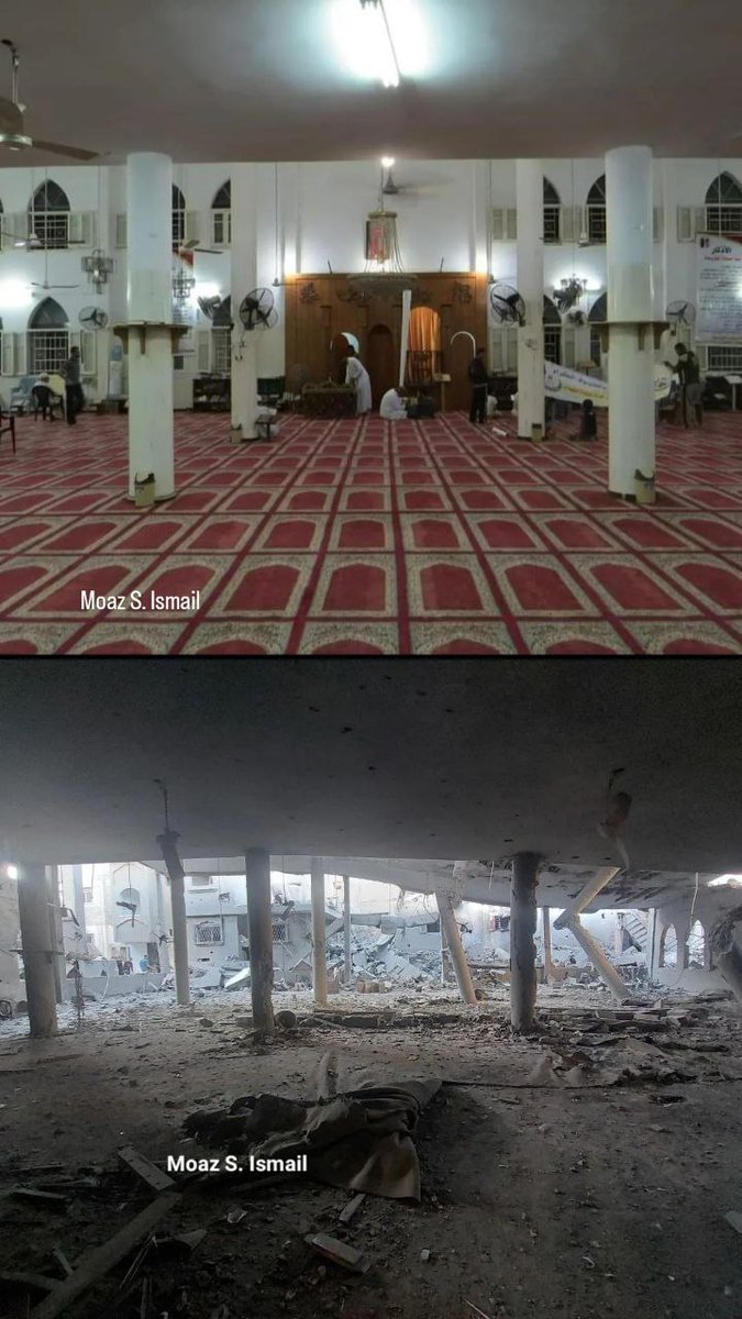 Israel destroys the Grand Mosque in Al-Maghazi refugee camp in central Gaza.