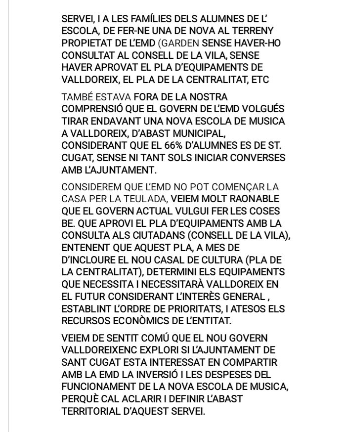 PluralVdx's tweet photo. @totsantcugat La EMD mai va comprar el Espai Garden pensant amb l'Escola d música.  Va ser una operació que van dur a terme els vocals d'economia, Cultura i el President.
Poden llegir a continuació, per aclarir d'una vegada aquest tema. https://t.co/egs3bqeu0N
