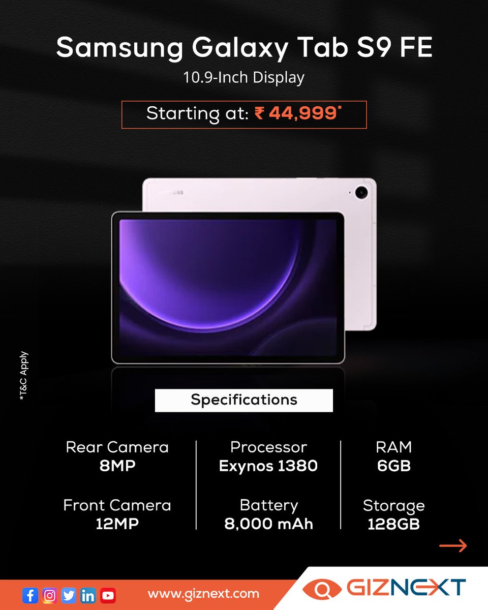 GizNext's tweet image. Tech on a budget: Discover the best Android tablets under ₹50,000 for unrivaled performance. 🚀📱
.
.
.
#TechOnABudget #AndroidTablets #AffordableTech #Under50K #GadgetFinds #SmartTech #TechSavings #BudgetFriendly #GadgetLovers #Gadgets #giznext
