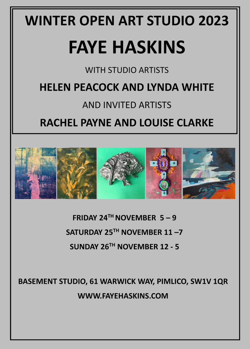 Join us next weekend for a fabulous selection of artwork and festive refreshments! #artforsale #openstudio2023 #fayehaskins #artinpimlico #christmasgifts
