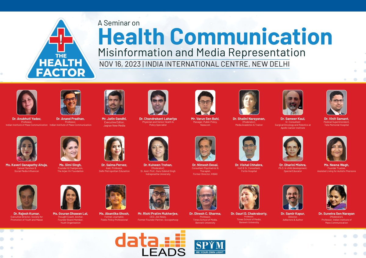 @AnubhutiYadava @jatingandhi @Samkaul @varunsenbahl @sunetrasenn @selinasenwrites @rishi_pratim @dharinilmish @ikaveri @abantika77 @kulveentrehan @DrLahariya #TheHealthFactor - a seminar on #health #communication - #misinformation and #mediarepresentation was supported by @data_LEADS and @SPYMindia