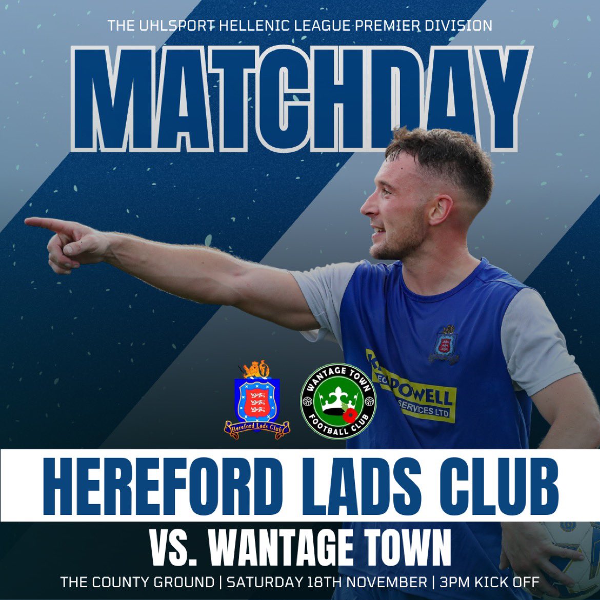 HfdLadsClubFc's tweet photo. MATCHDAY | We host @WantageTownFC at The County Ground this afternoon in a 3pm kick off.

⚽️ @HellenicLeague Premier Division
🍺 Bar Open
🥧 Food Available 
🎟️ Adults £8 | Concessions £5 | U16s £1
📍 HR4 9NA

See you later! 🙌

#WeAreLadsClub 🔵⚪️ https://t.co/ul81z1gg2Y