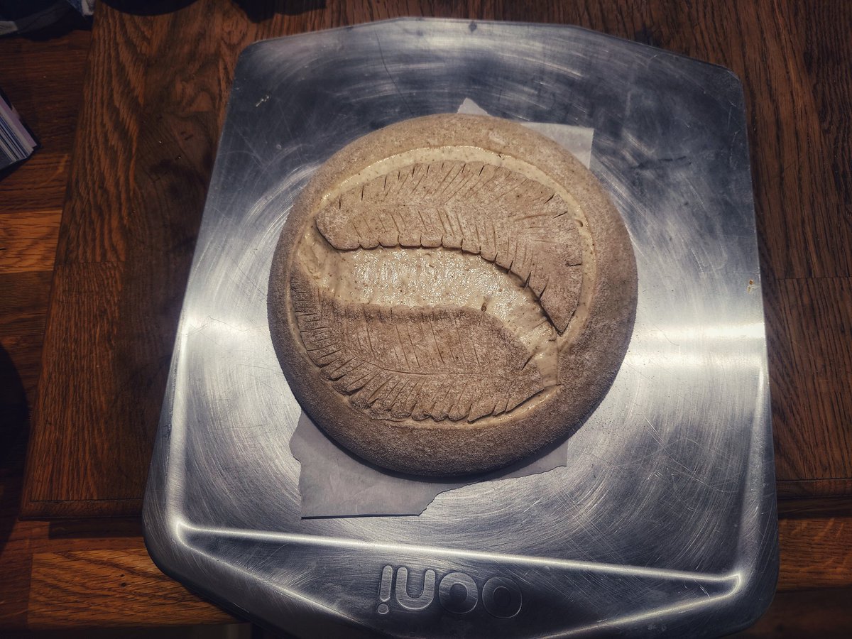 This morning's sourdough score. In the oven now.