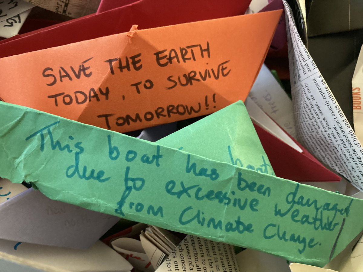 paperboatswrite's tweet photo. Unpacking #Paperboats today to take to the #ScottishParliament. Children telling it like it is.
Join us to keep their Climate #HopesAfloat
on Thursday 23rd November 9.30-11.30am. https://t.co/4nzsSHOLsc