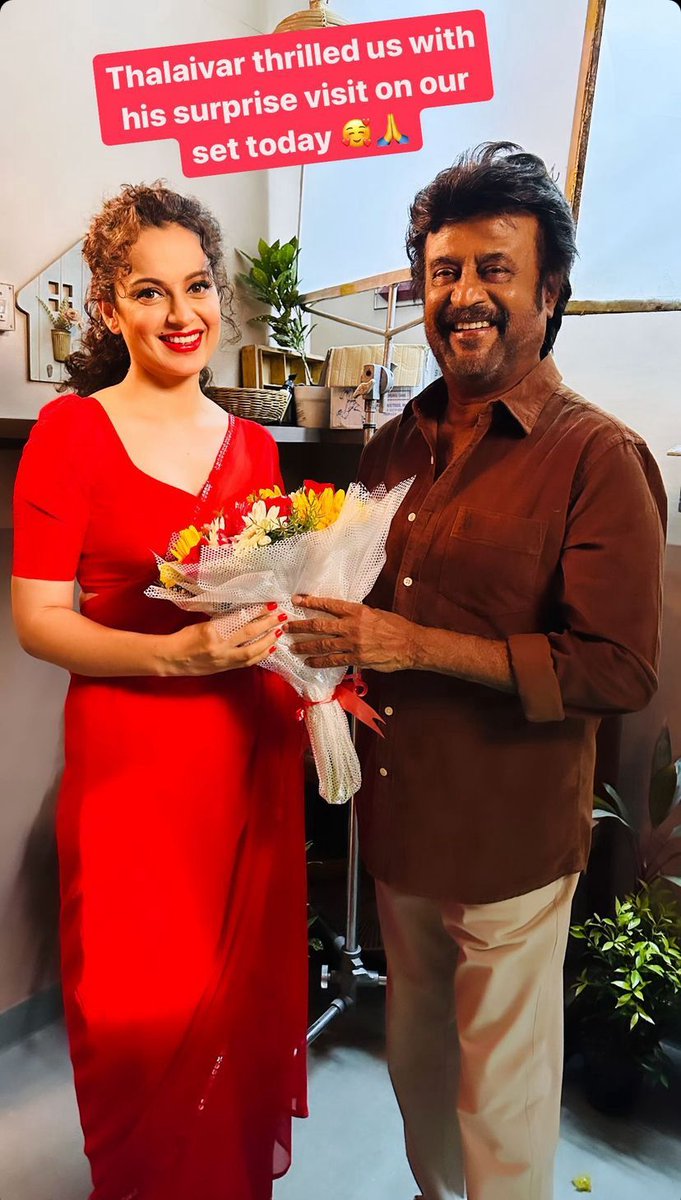 #KanganaRanaut insta post that #superstarrajini surprise visit to #Madhavan - #Kangana - #Alvijay film sets