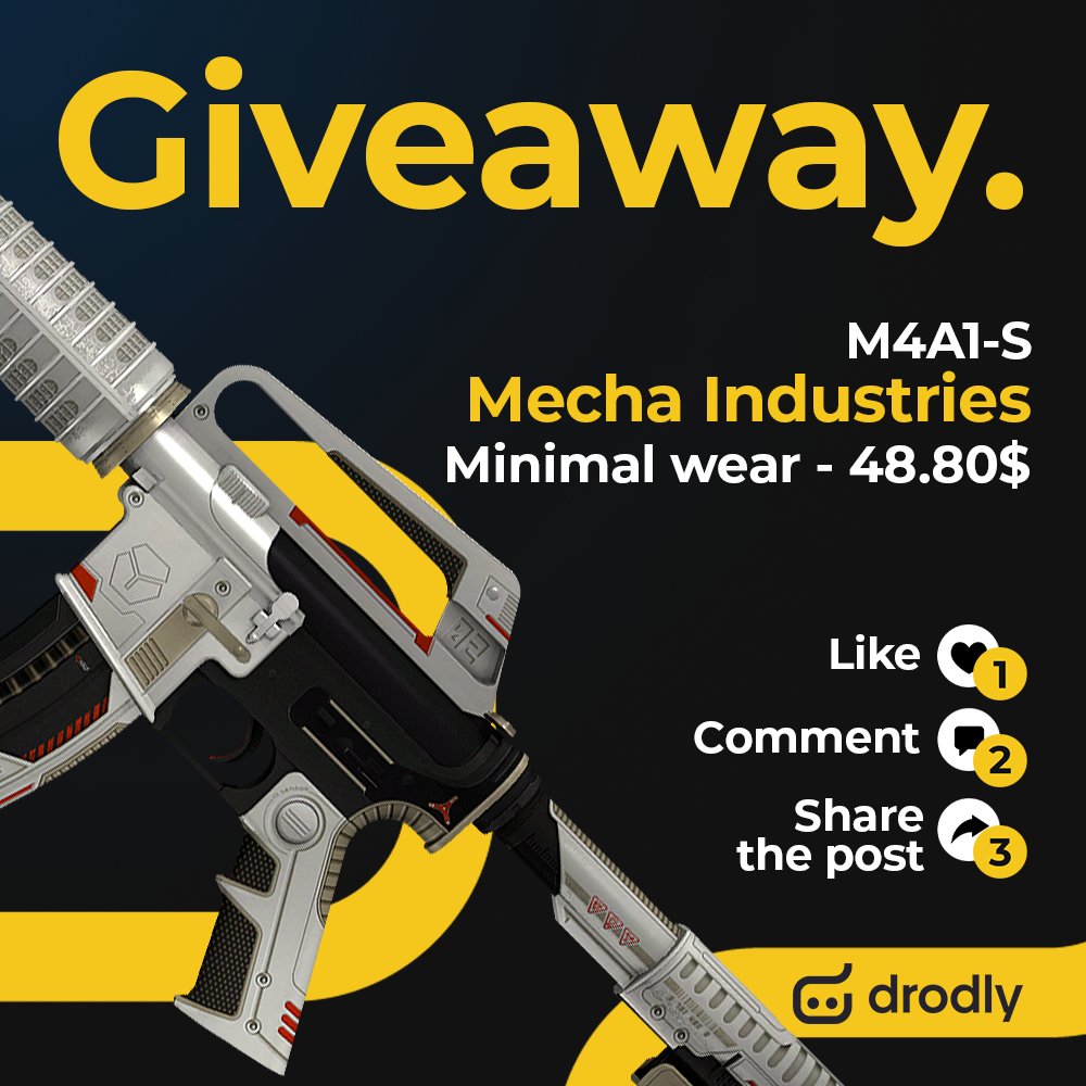 Giveaway strikes again! 😎

This weekend's reward: M4A1-S | Mecha Industries (Minimal Wear) 🤖

How to take part:

👀 Like this post
👀 Tag your friend in the comments
👀 Share this post

Winner will be announced on Tuesday, 21st of November 🔥
