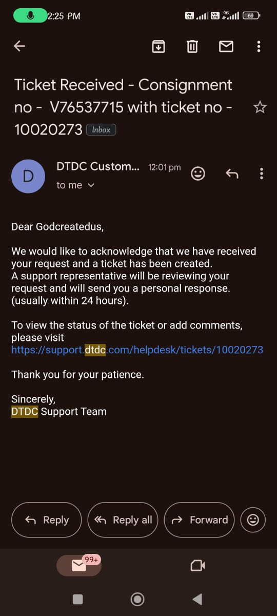 prakashshee's tweet photo. @consumerforum_ This is about fraud, negligence by @DTDCIndia. I have booked two packages through DTDC premium on 13th Nov. No update yet-still stuck in Kolkata-no movement-no reply from DTDC. Tried to contact many times, raised many tickets #NoDTDC https://t.co/74pNM4JLcR