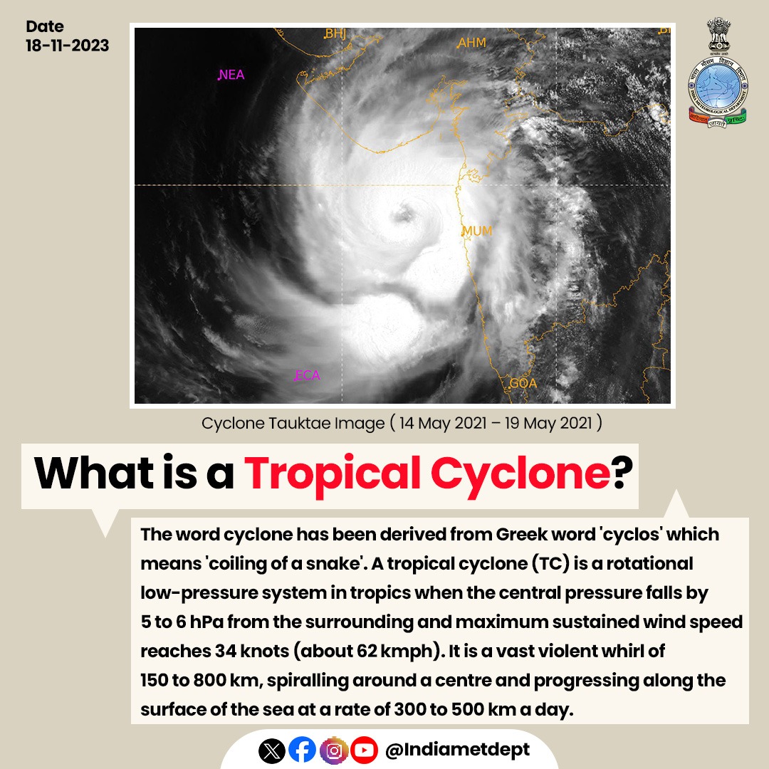 Indiametdept's tweet image. Know about #TropicalCyclone🌀

#TropicalCyclones #StayAlert #Preparedness #KnowAboutTropicalCyclones #CyclonesAwareness #weathersafety #StaySafe

@moesgoi
@DDNewslive
@ndmaindia
@airnewsalerts