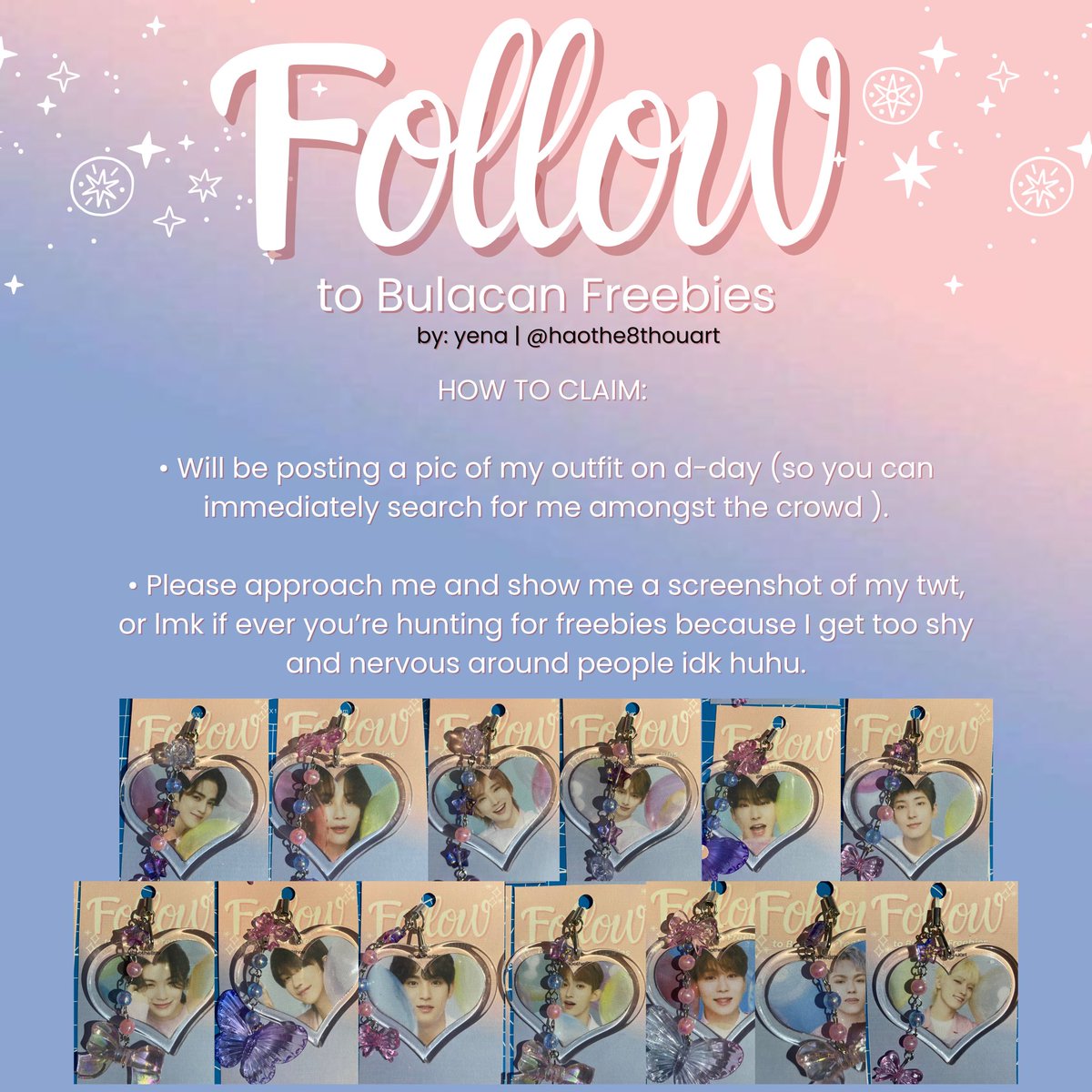 haothe8thouart's tweet photo. 🩷 SEVENTEEN Follow to Bulacan Day 1 Freebies 🩵

handmade keyrings 💟

🎀 1:1 ratio (lmtd qty - 50-100 pcs)
🎀 rt &amp; like
🎀 present this twt upon claiming
🎀 open to all &amp; can do trades!

See y’all next year, Sebongs &amp; Carats! 

#SEVENTEEN #SVT_TOUR_FOLLOW #FOLLOW_TO_BULACAN https://t.co/g8gn7QhYZ7