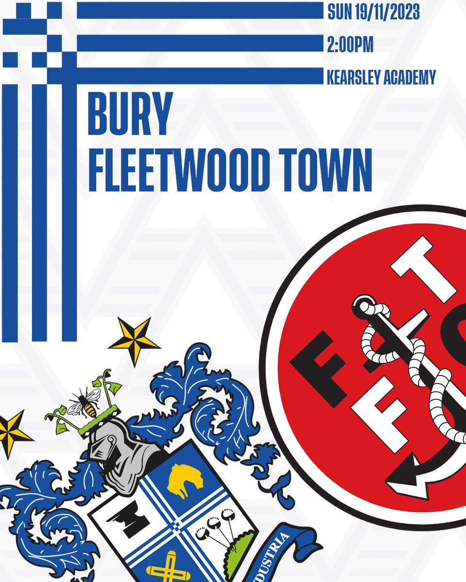buryfc_women's tweet photo. ⚪️🔵 NEXT MATCH ⚪️🔵

🆚 Fleetwood Town 

🏆 @nwwrfl 

📆 Sunday 19th Nov 

⏰ 2.00pm kick-off

🏟️Kearsley Academy, BL4 8HY

🎟️ Free Entry https://t.co/CKzc8aQAmc