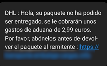 guardiacivil's tweet photo. ⚠️#AVISO❗️Detectada una campaña de correos electrónicos y SMS suplantando a la empresa de paquetería #DHL.
#NoPiques, mediante una alerta instan a pulsar un enlace a una web fraudulenta para obtener tus datos personales y bancarios👇
ℹ️https://t.co/FBnBHKeKV2

#Smishing #Phishing https://t.co/qPKMAJKsww