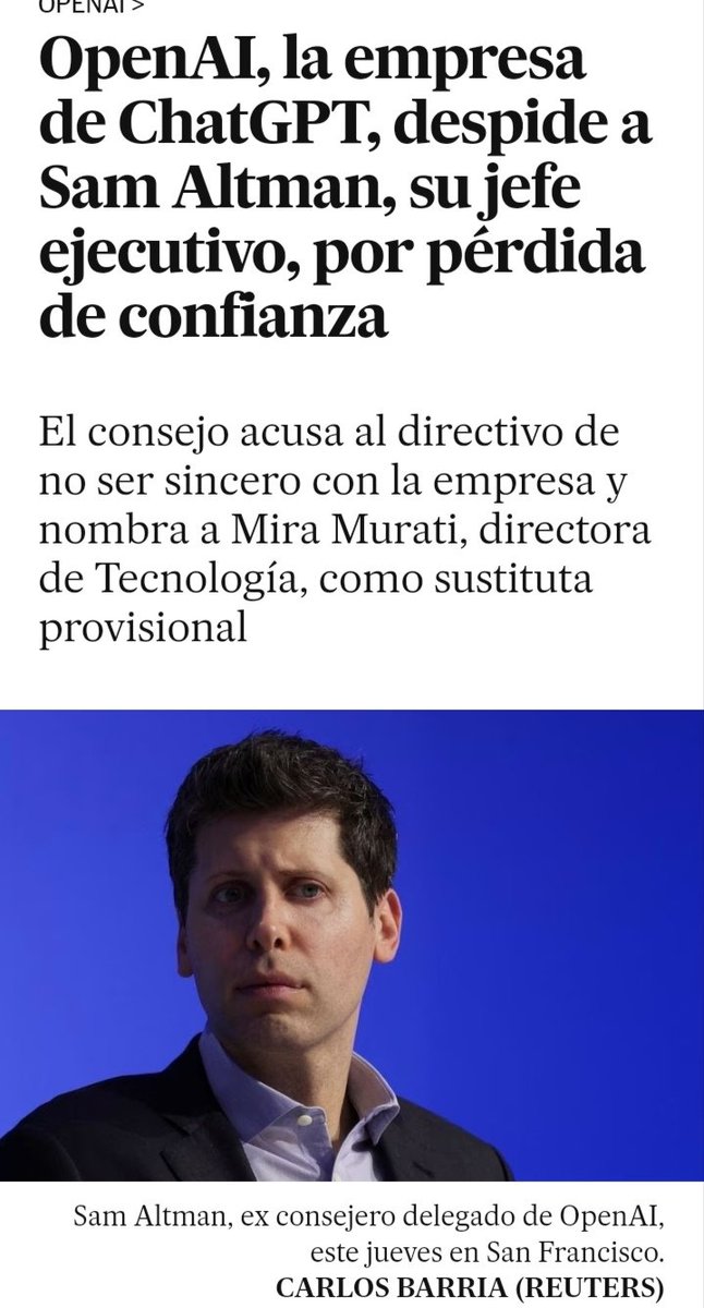 vrenobell's tweet photo. Cambiar la IA generativa a golpe de consejo de administración. https://t.co/gUt2TqKn5E